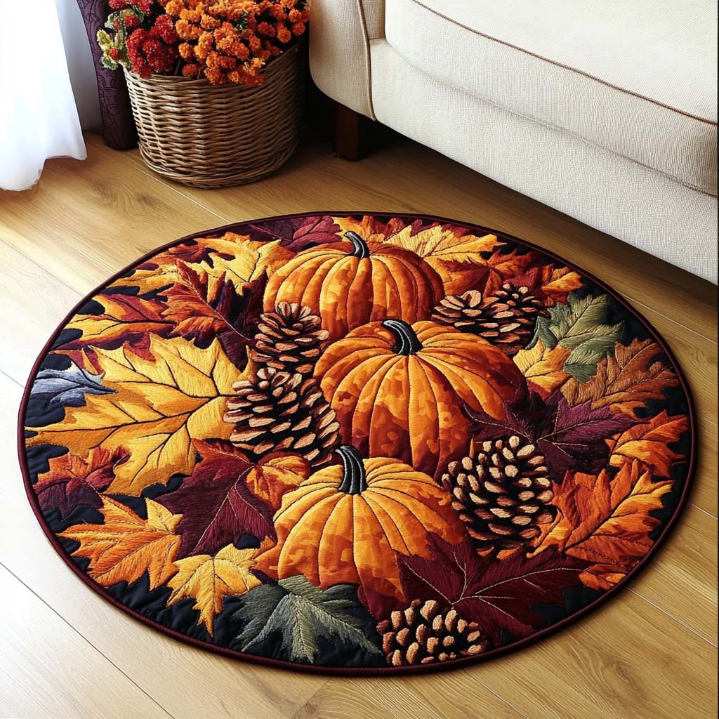 Pumpkin Patchwork Quilted Round Mat NCU0NT1230