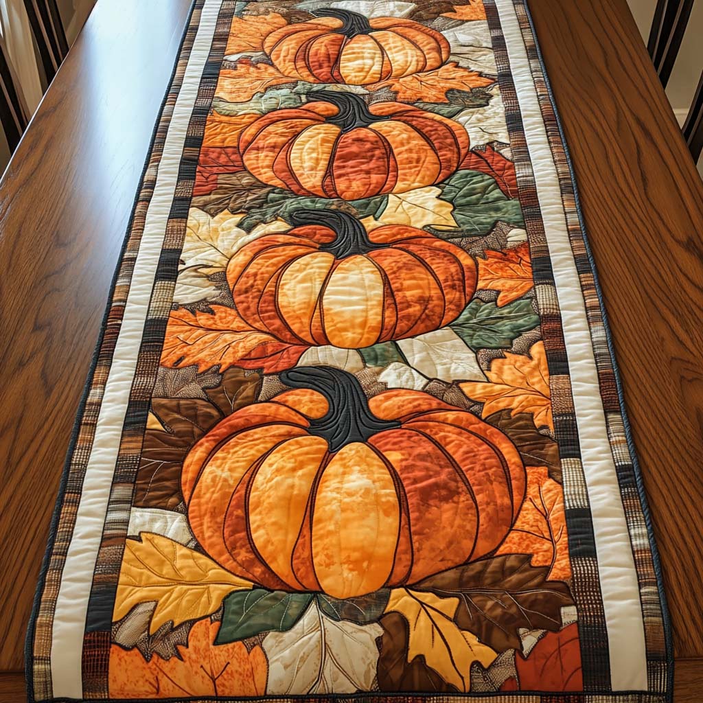 Pumpkin Patchwork Quilted Table Runner NCU0NT1311