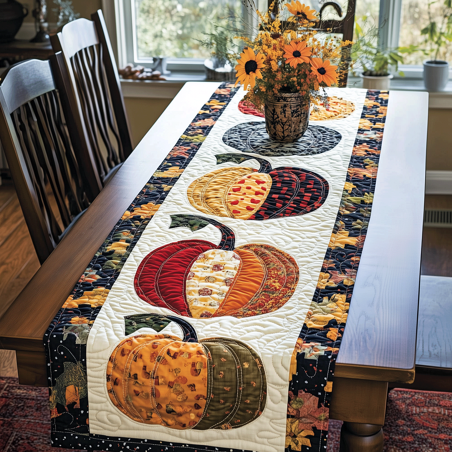 Pumpkin Row Quilted Table Runner NCU0TH1729