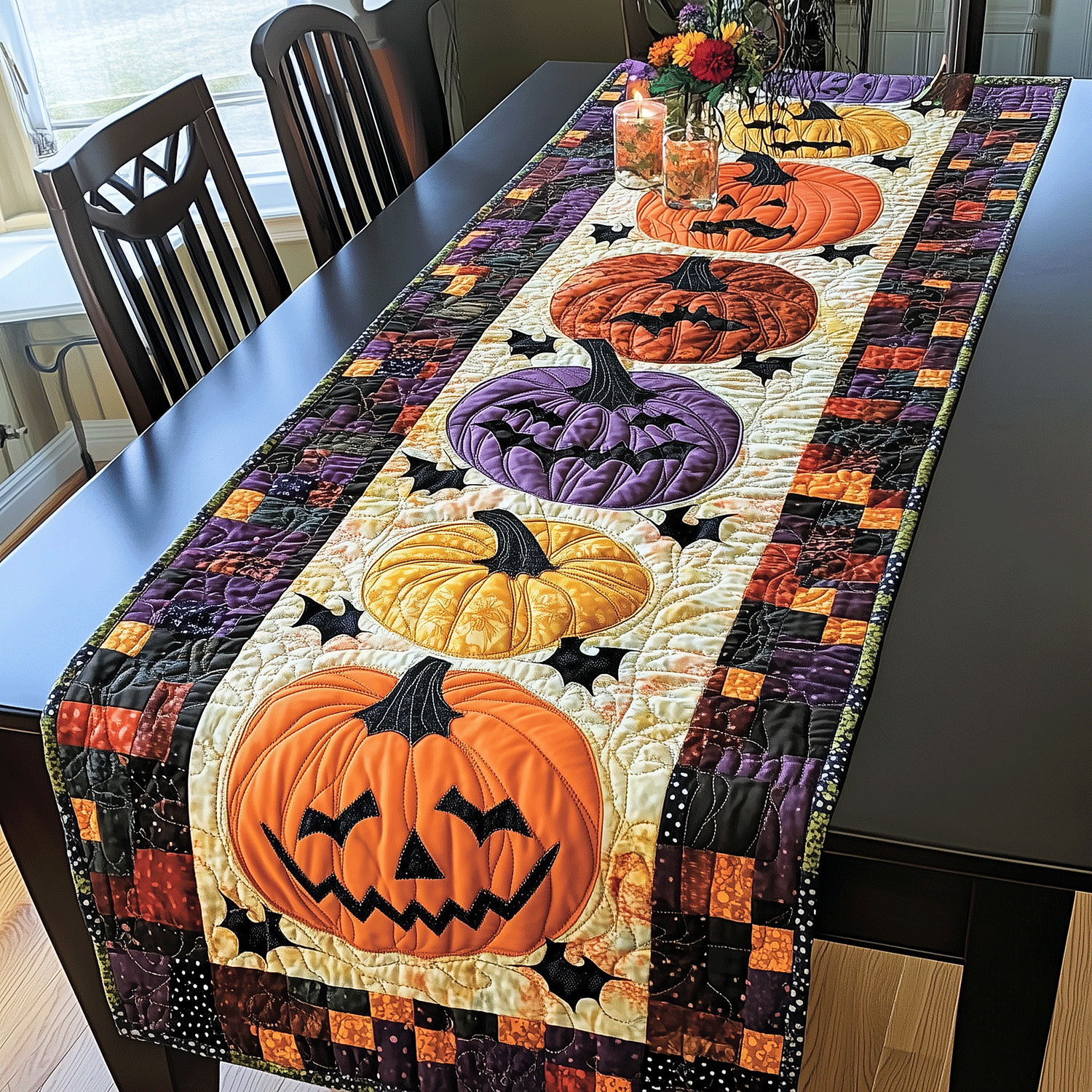 Pumpkin Row Quilted Table Runner NCU0TH1777