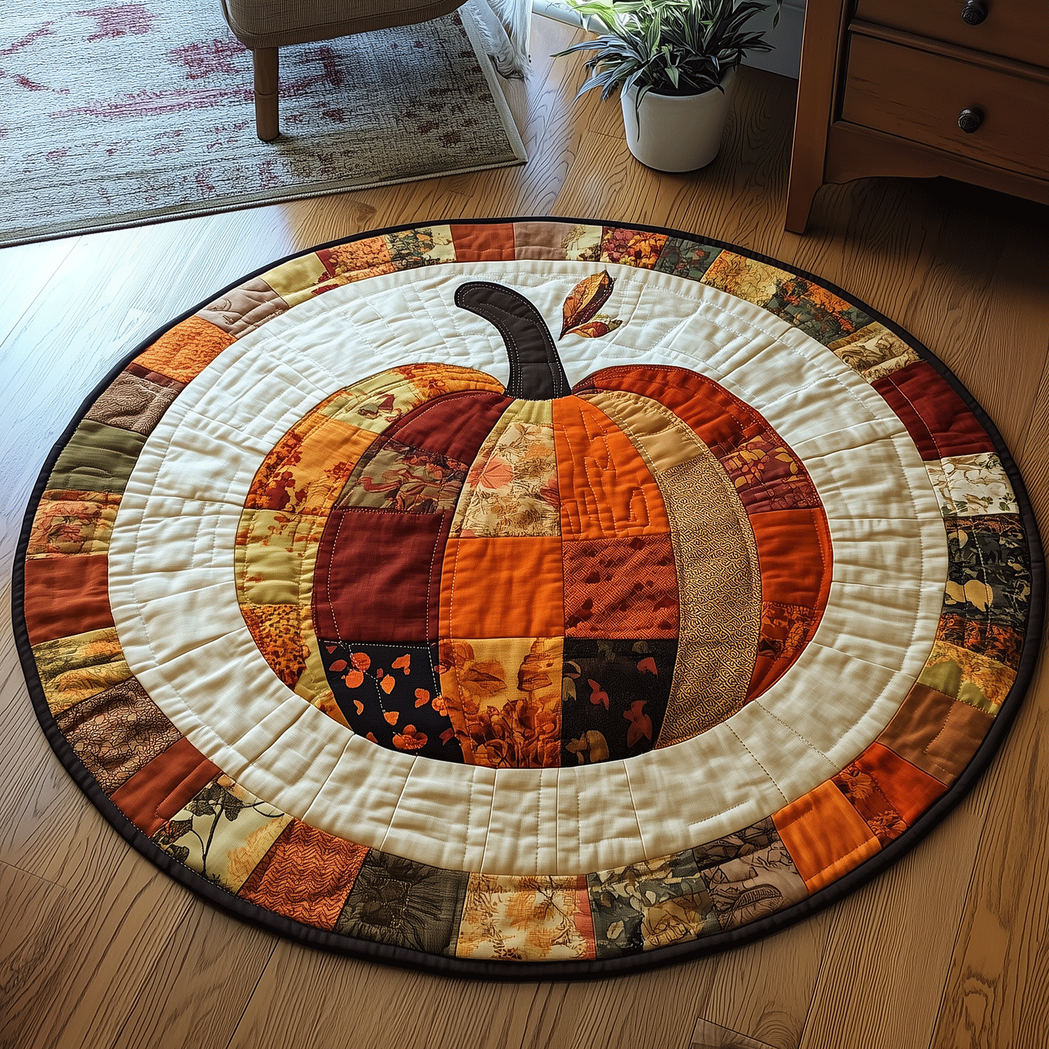 Pumpkin Spice Quilted Round Mat NCU0TH1895