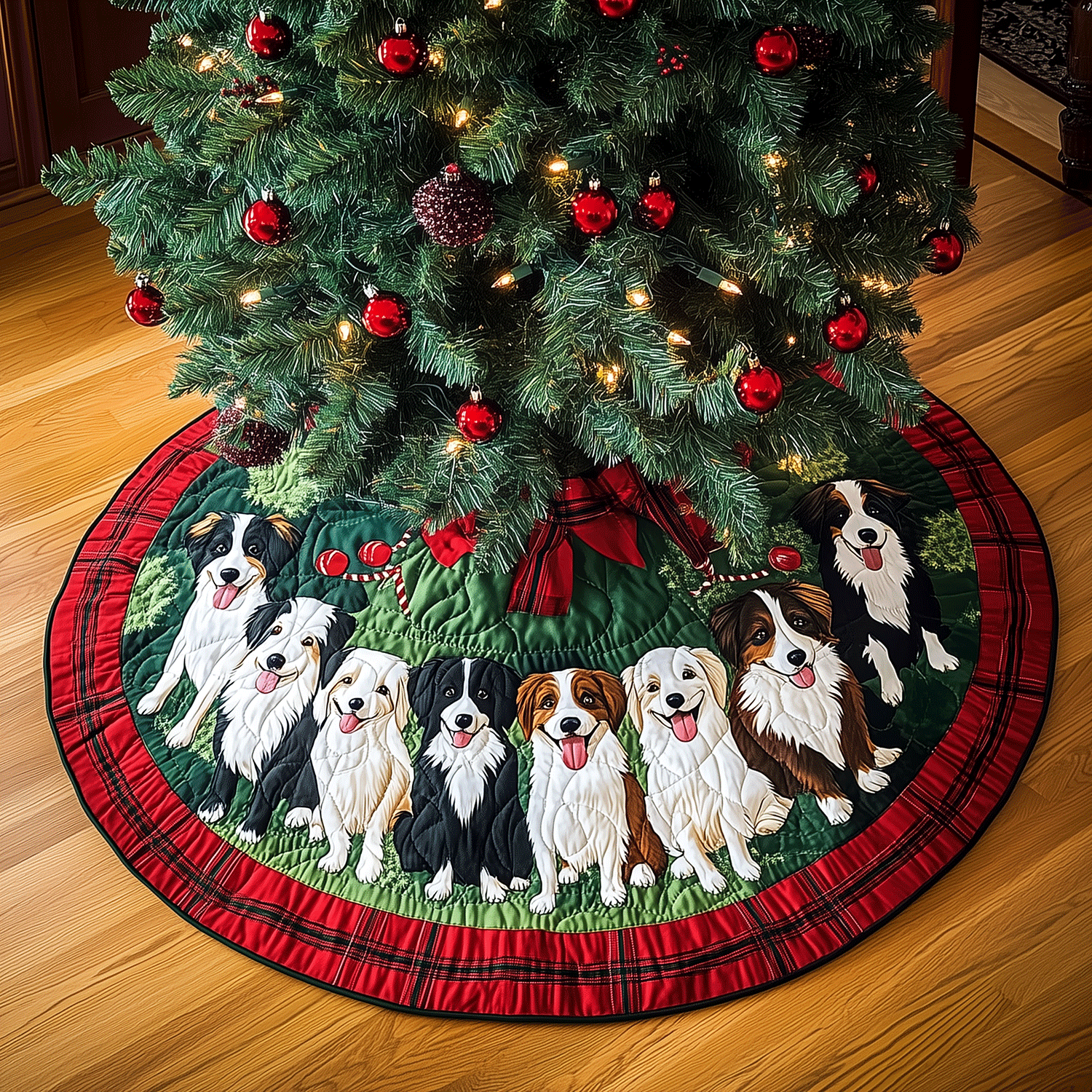 Puppy Pals Christmas Quilted Christmas Tree Skirt NCU0TH2057