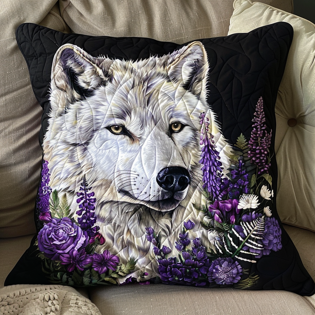 Purple Dream Wolf Quilted Pillow Case NCU0TH115