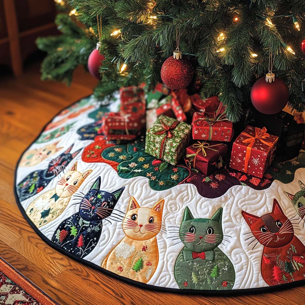 Purrfect Companion Christmas Quilted Tree Skirt NCU0NT1519