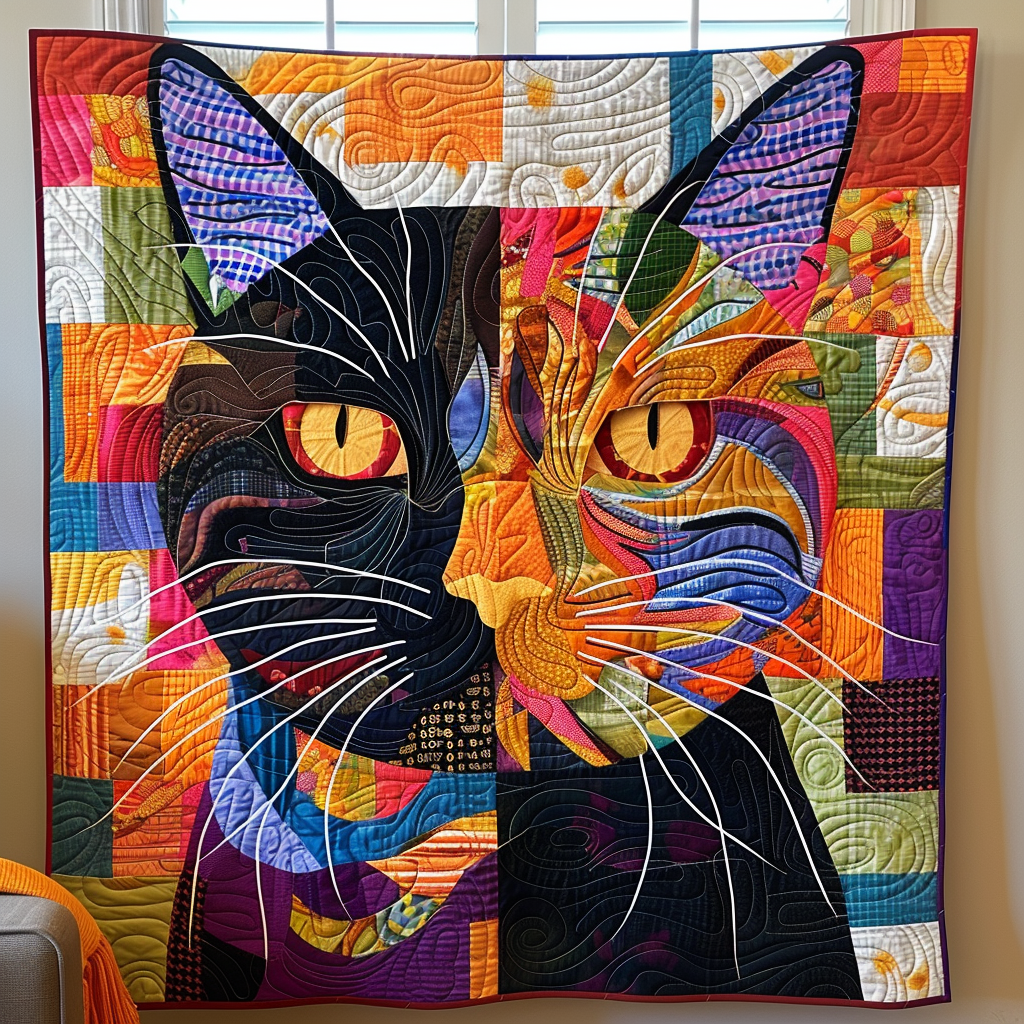 Purrfection Patterns Quilted Blanket NCU0DK388