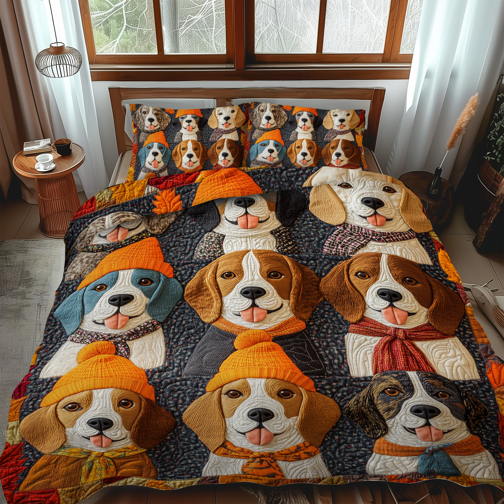 Quirky Beagle 3-Piece Quilted Bedding Set NCU0VL420