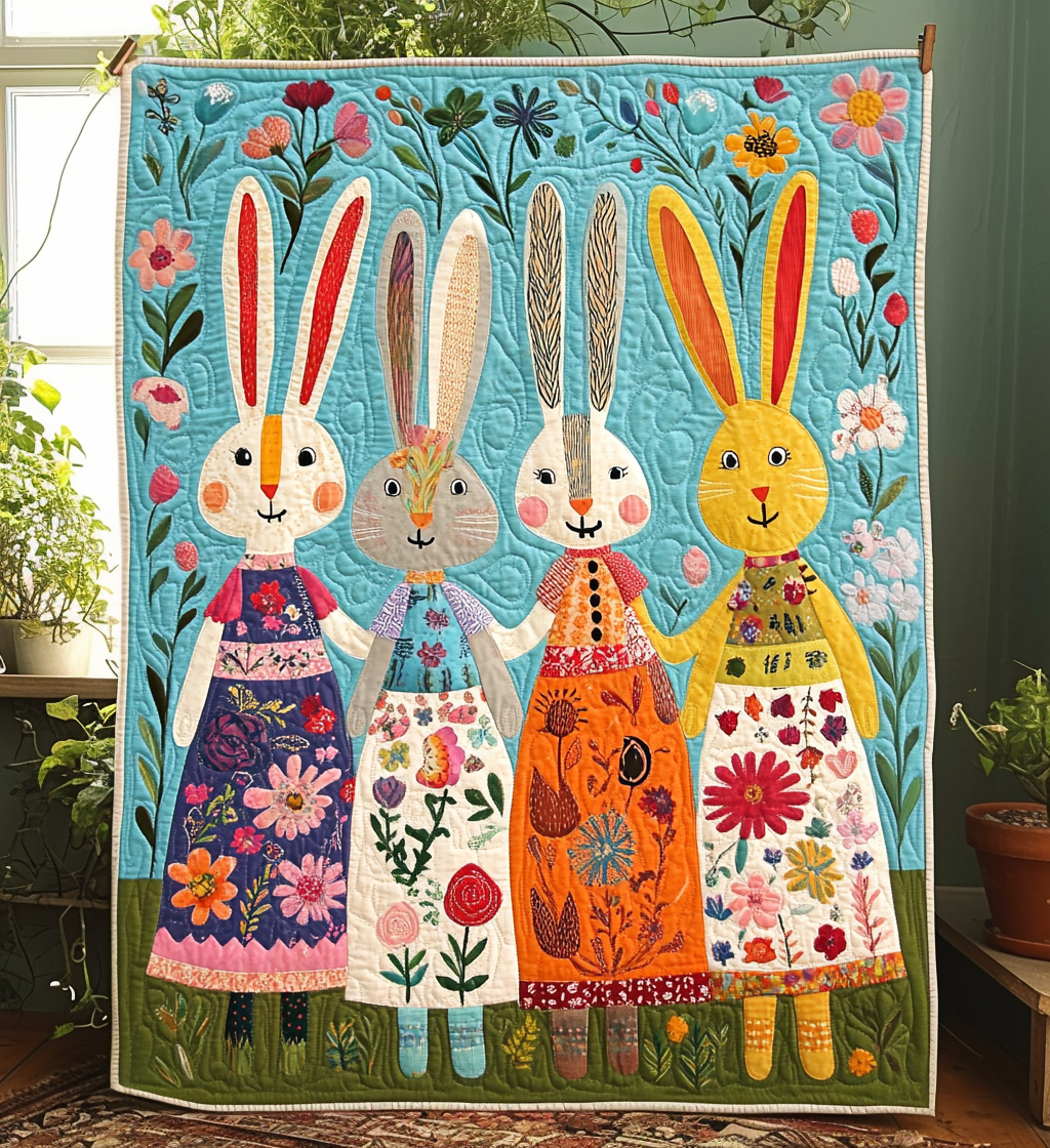 Rabbit Friends Quilted Blanket NCU0DV785