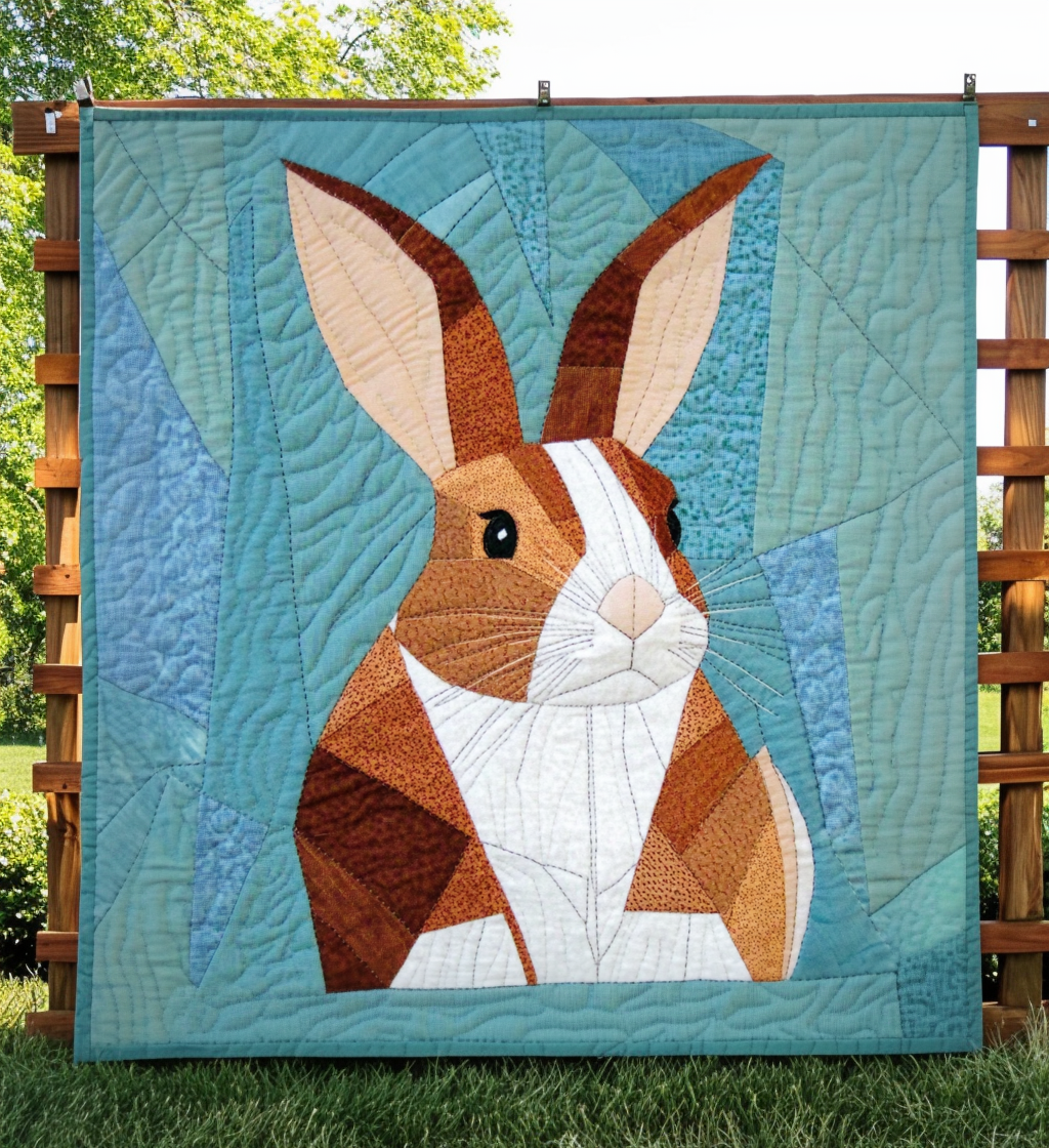 Rabbit Portrait Quilted Blanket NCU0DV786