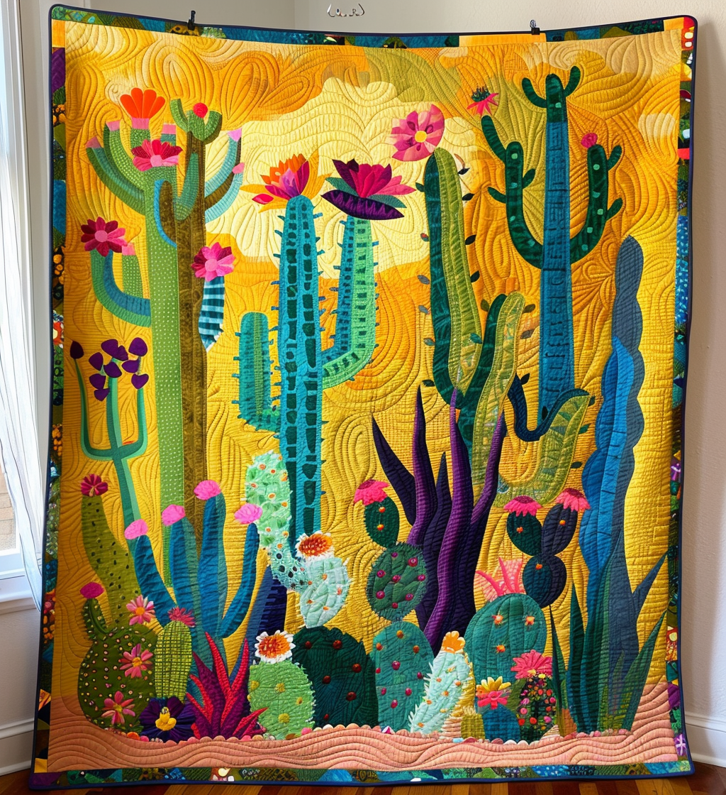 Radiant Cactus Oasis Quilted Blanket NCU0DV187