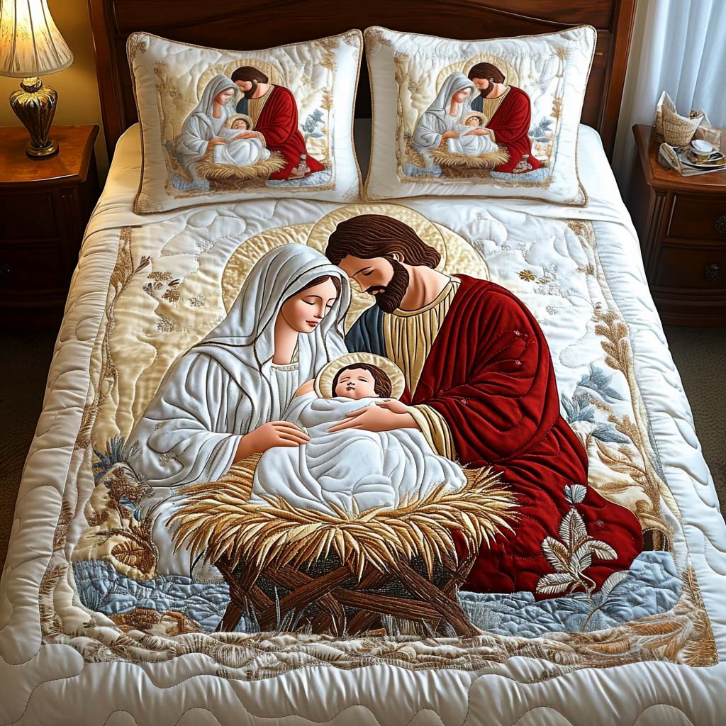 Nativity 3-Piece Quilted Bedding Set NCU0VT48