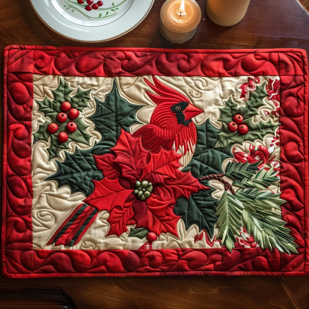 Red Cardinal Quilted Place Mat NCU0TH070