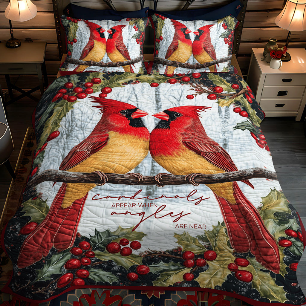 Red Beauties 3-Piece Quilted Bedding Set NCU0TL1491