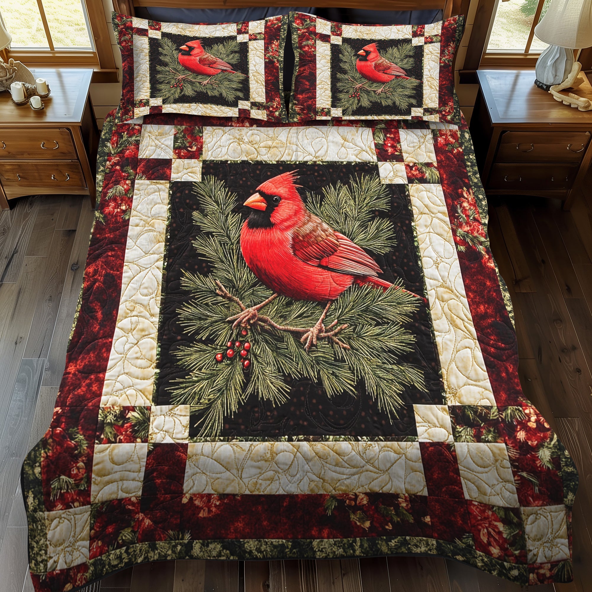 Red Feather Haven Quilted Bedding Set NCU0VH042