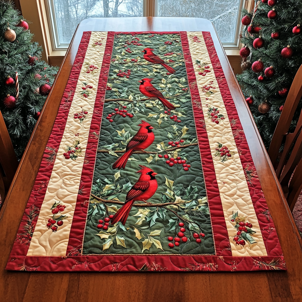 Red Wings of Wonder Quilted Table Runner NCU0DK1591