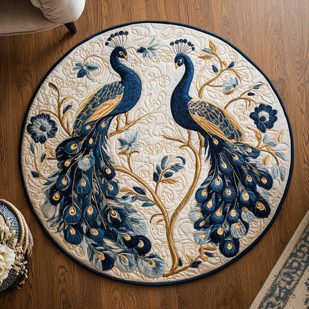 Regal Feather Flourish Quilted Round Mat NCU0DK991