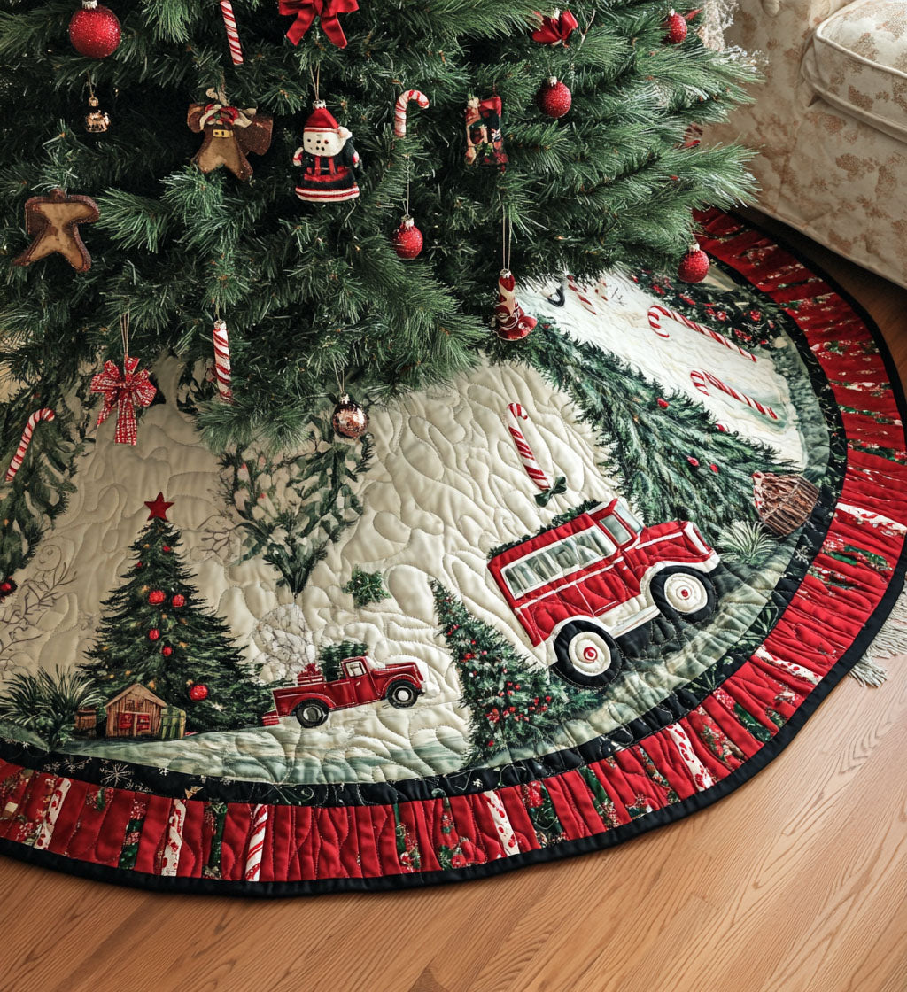 Reindeer Retreat Quilted Christmas Tree Skirt NCU0PT1037