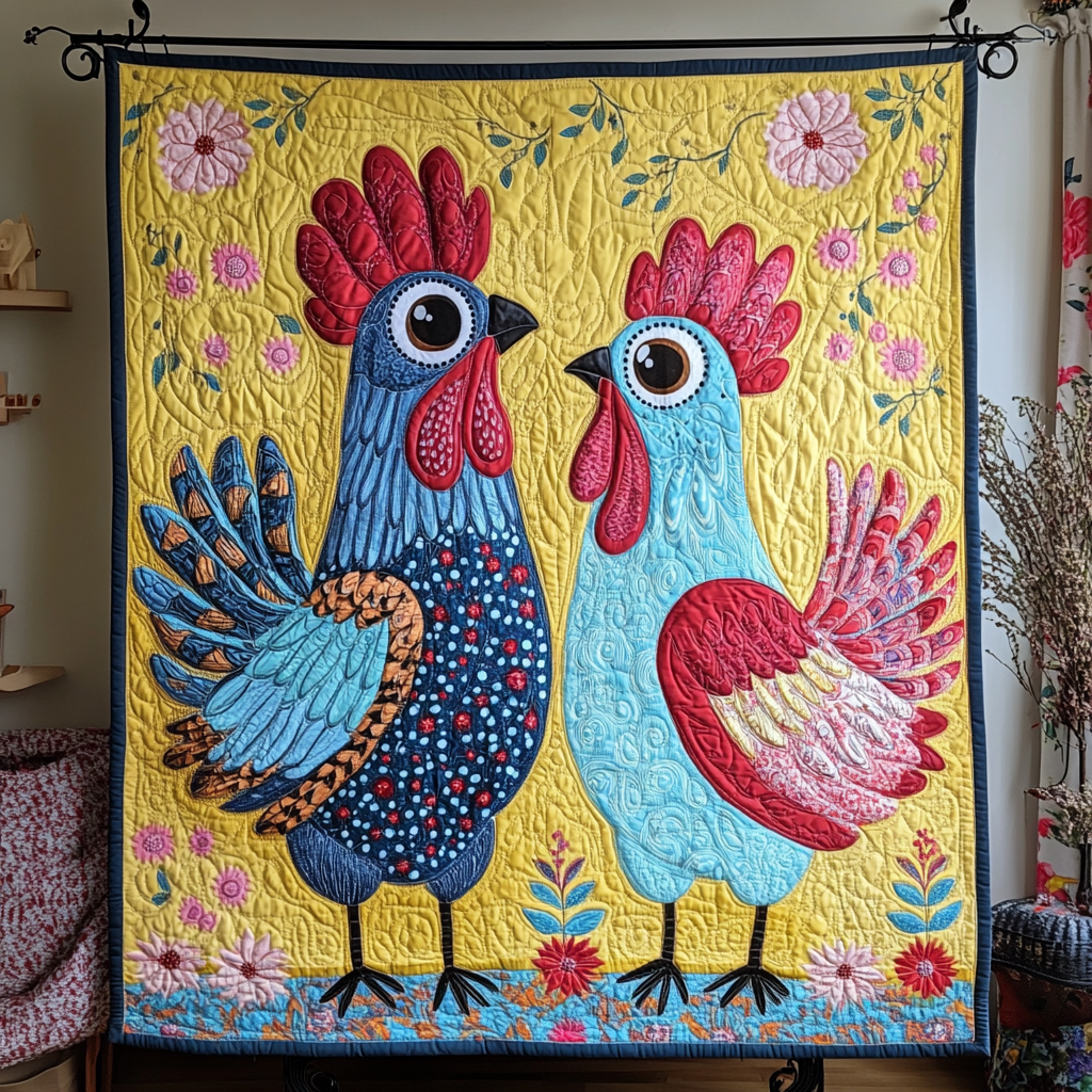 Rooster Revelry Quilted Blanket NCU0DK314