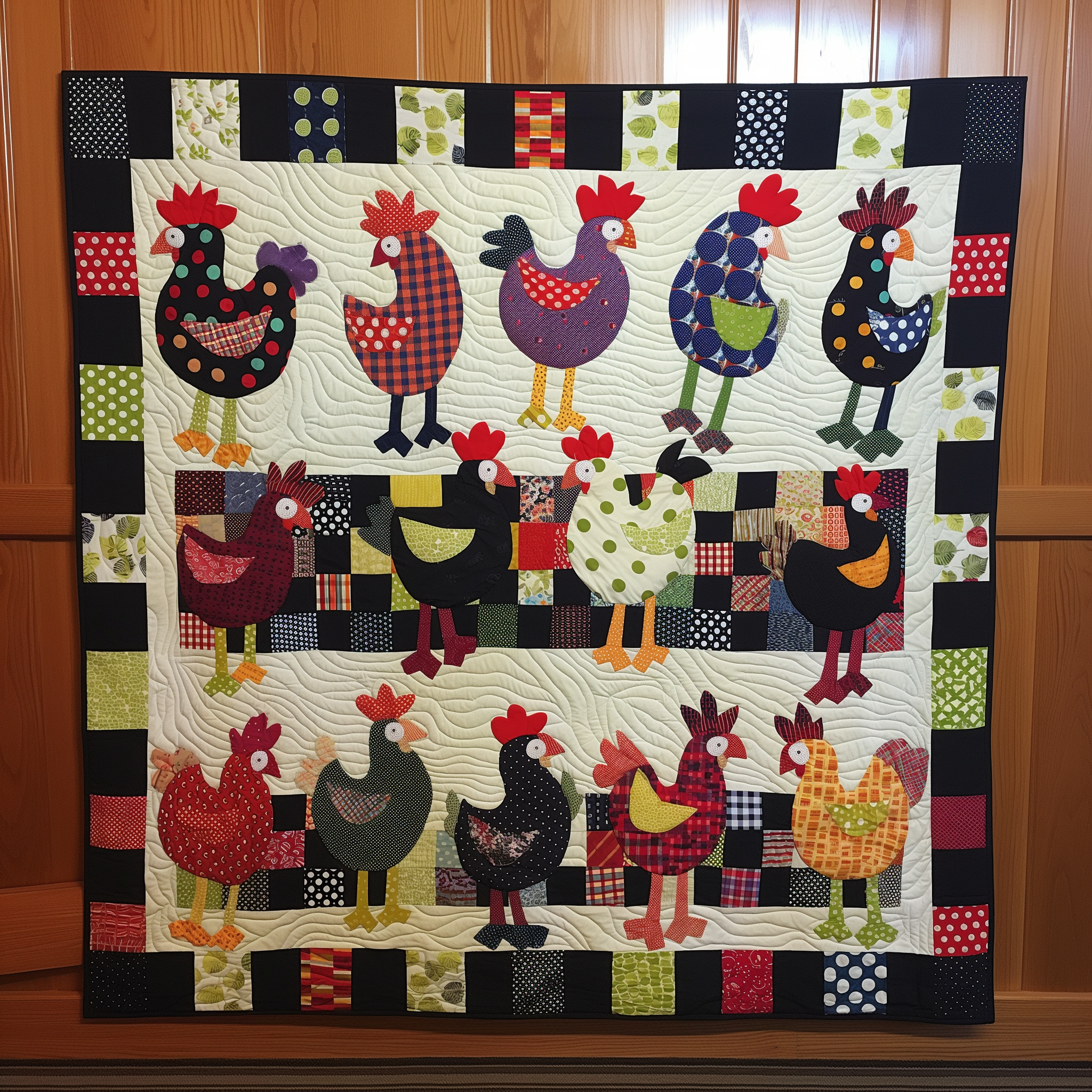 Rooster Rhapsody Quilted Blanket NCU0TL239