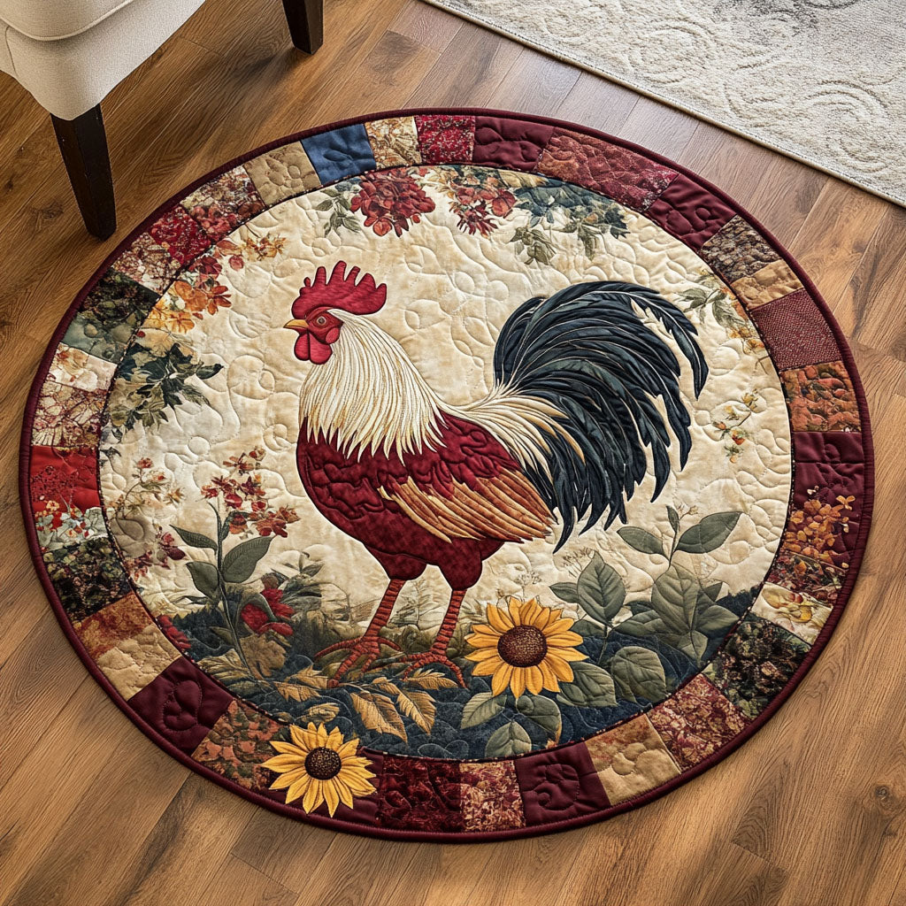 Rooster Mornings Quilted Round Mat NCU0PT969