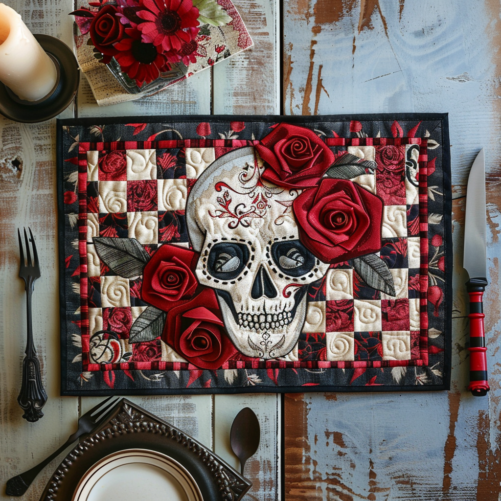 Rose Calavera Quilted Place Mat NCU0TH514