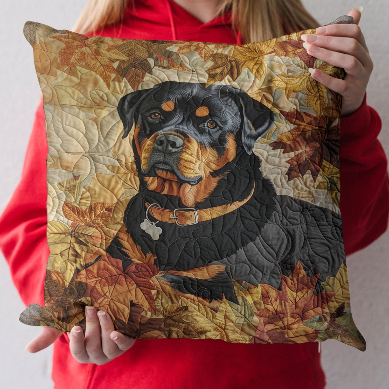 Rottweiler  Autumn Breeze Quilted Pillow Case NCU0PT421