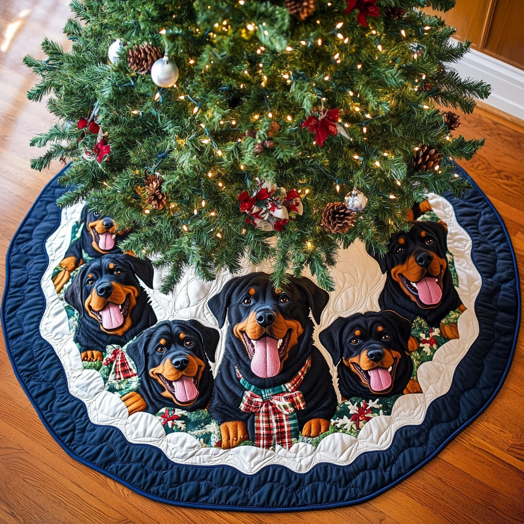 Rottweiler Christmas Charm Christmas Quilted Tree Skirt NCU0DK1941