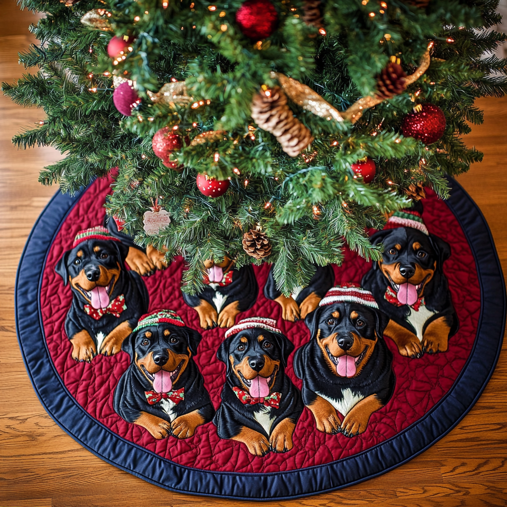 Rottweiler Noel Christmas Quilted Tree Skirt NCU0DK1938