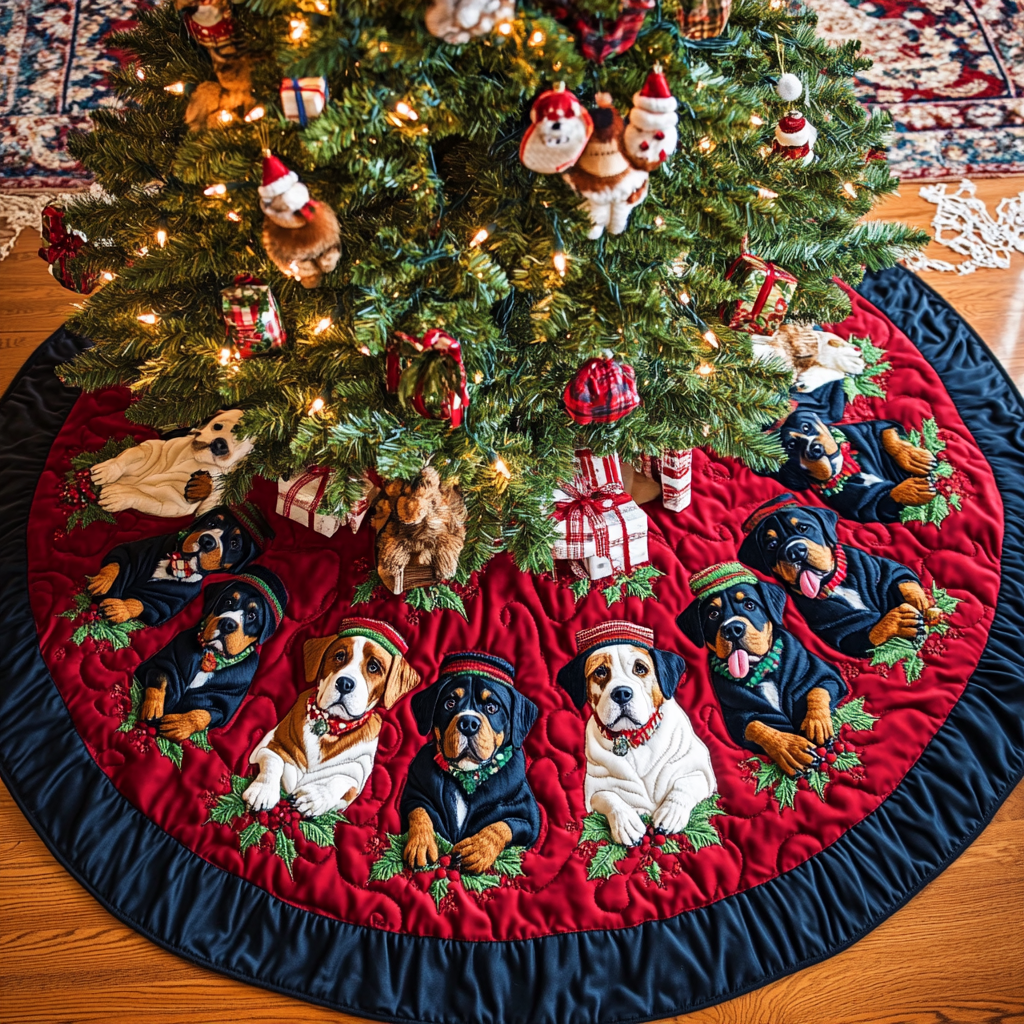 Rottweiler Noel Night Christmas Quilted Tree Skirt NCU0DK1936