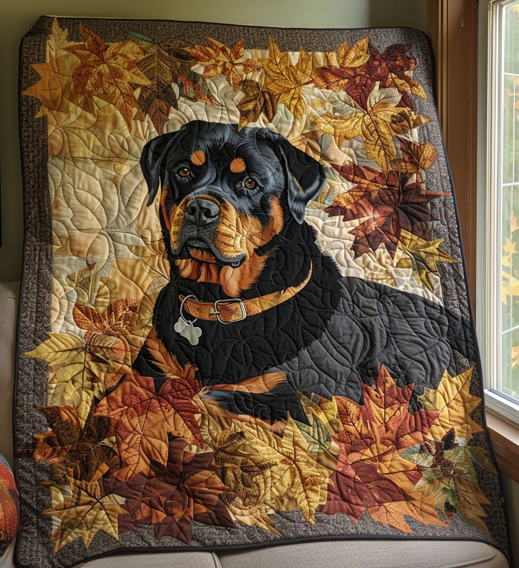 Rottweiler's Autumn Breeze Quilted Blanket NCU0PT345