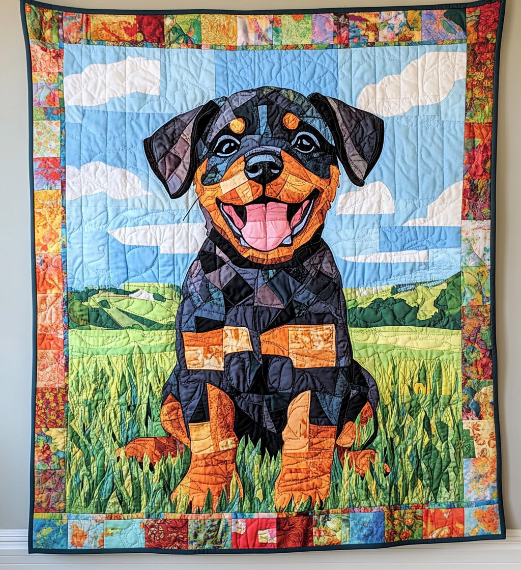 Rottweiler in the Garden Quilted Blanket NCU0PT344