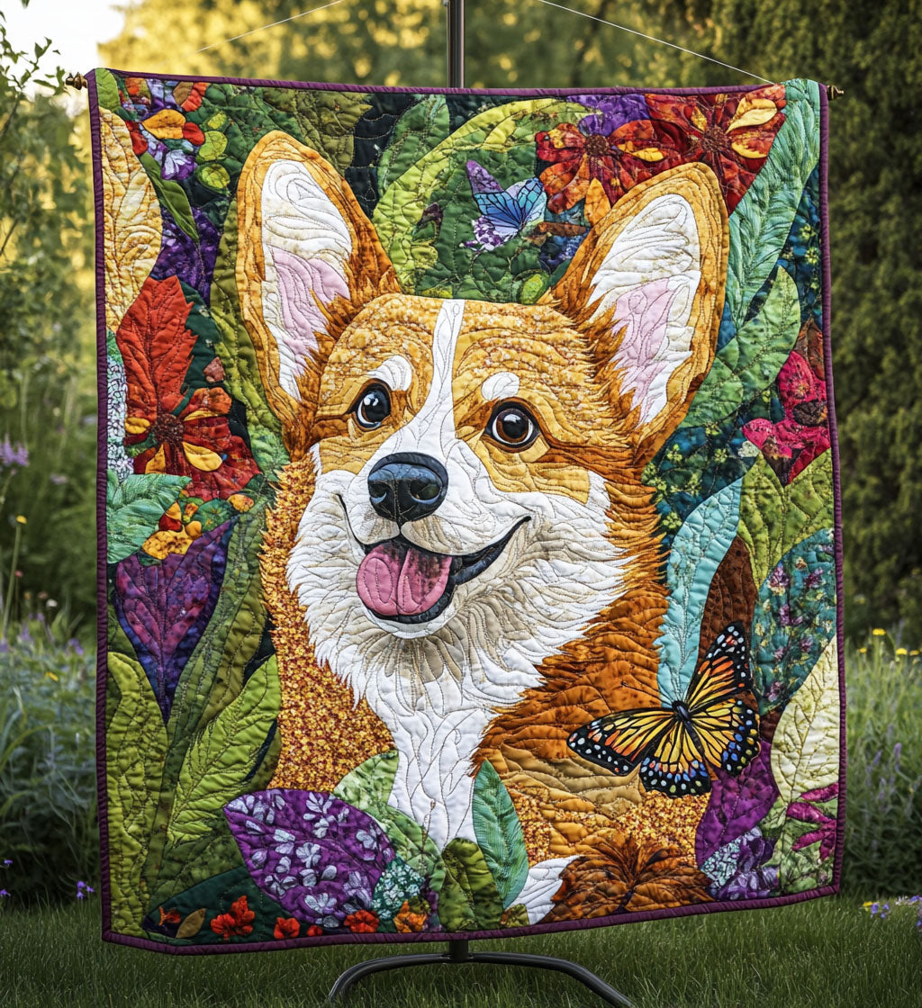 Royal Corgi Charm Quilted Blanket NCU0PT766