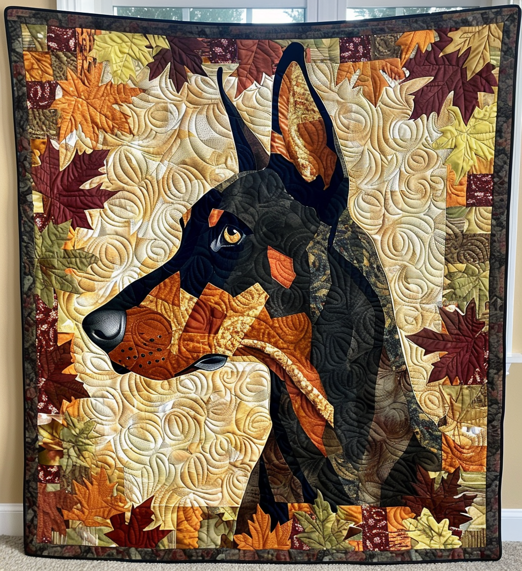 Rustic Doberman Quilted Blanket NCU0PT289