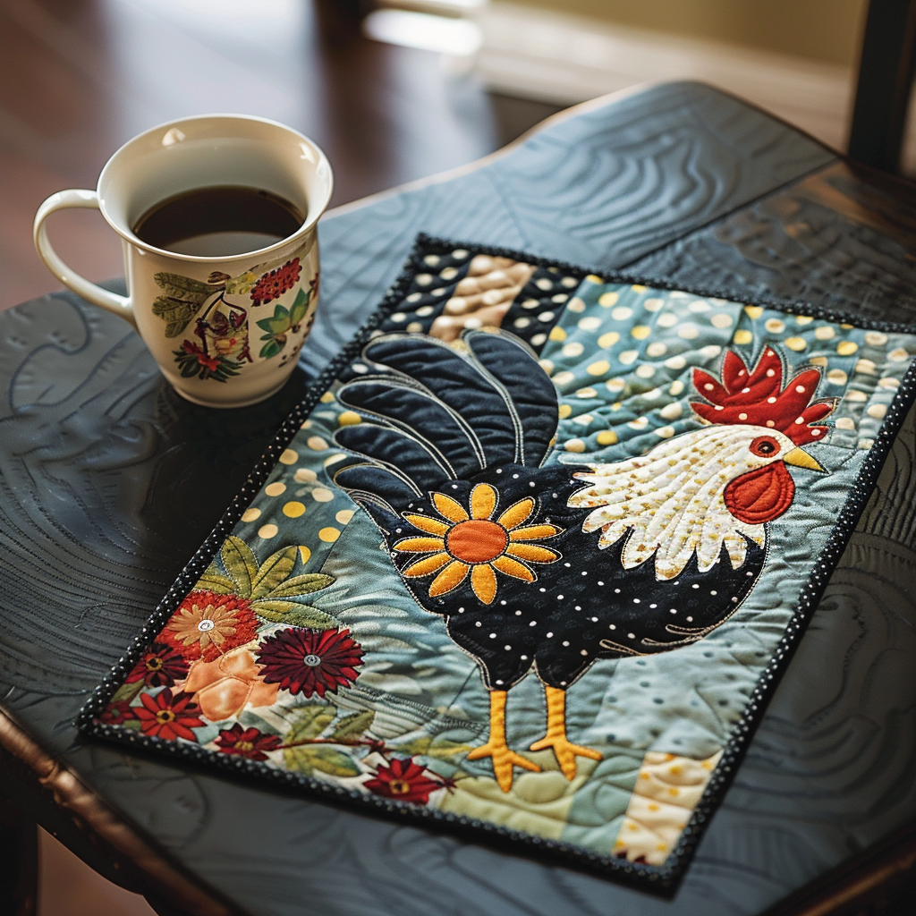 Rustic Rooster Chicken Quilted Placemat NCU0TL007