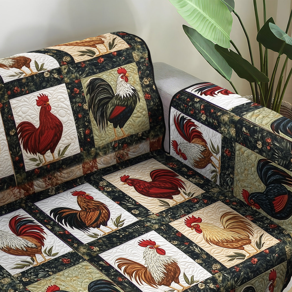 Rustic Rooster Quilt Quilted Sofa Cover NCU0PT955