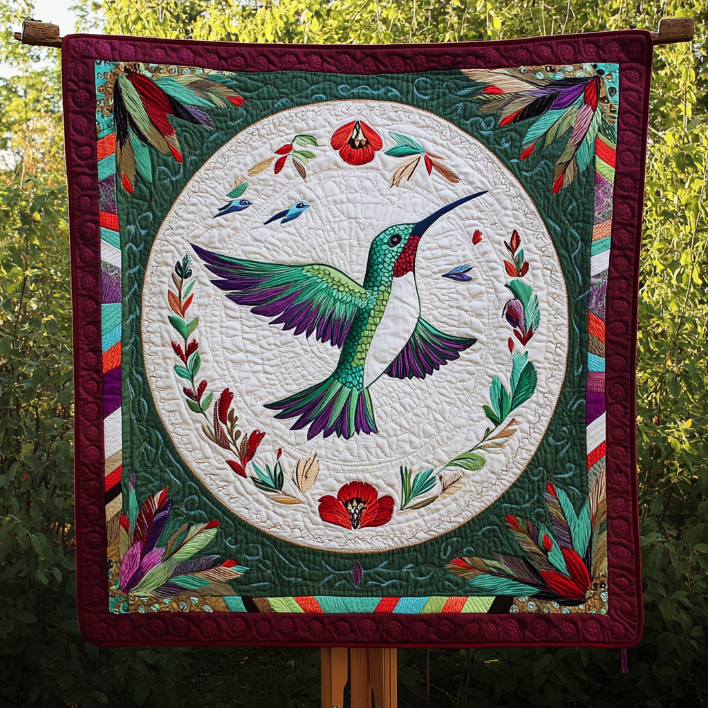 Sacred Flight in Crimson Quilted Blanket NCU0DK1626