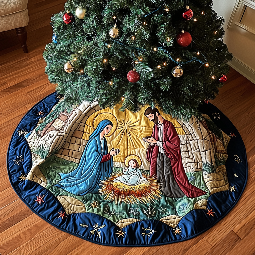 Sacred Night Christmas Quilted Tree Skirt NCU0DK1365