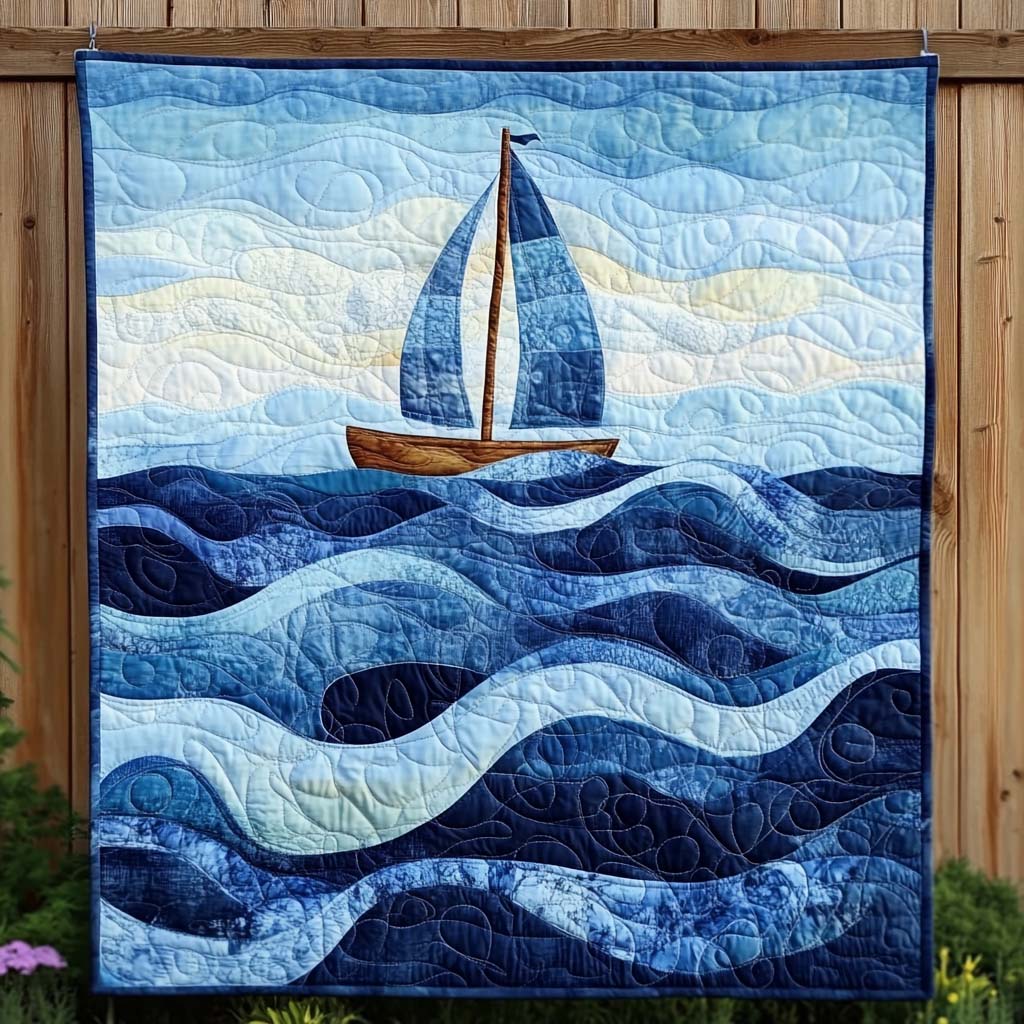 Sailing Waves Quilted Blanket NCU0NT723