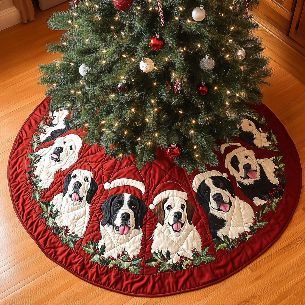 Saint Bernard Christmas Charm Christmas Quilted Tree Skirt NCU0DK1789