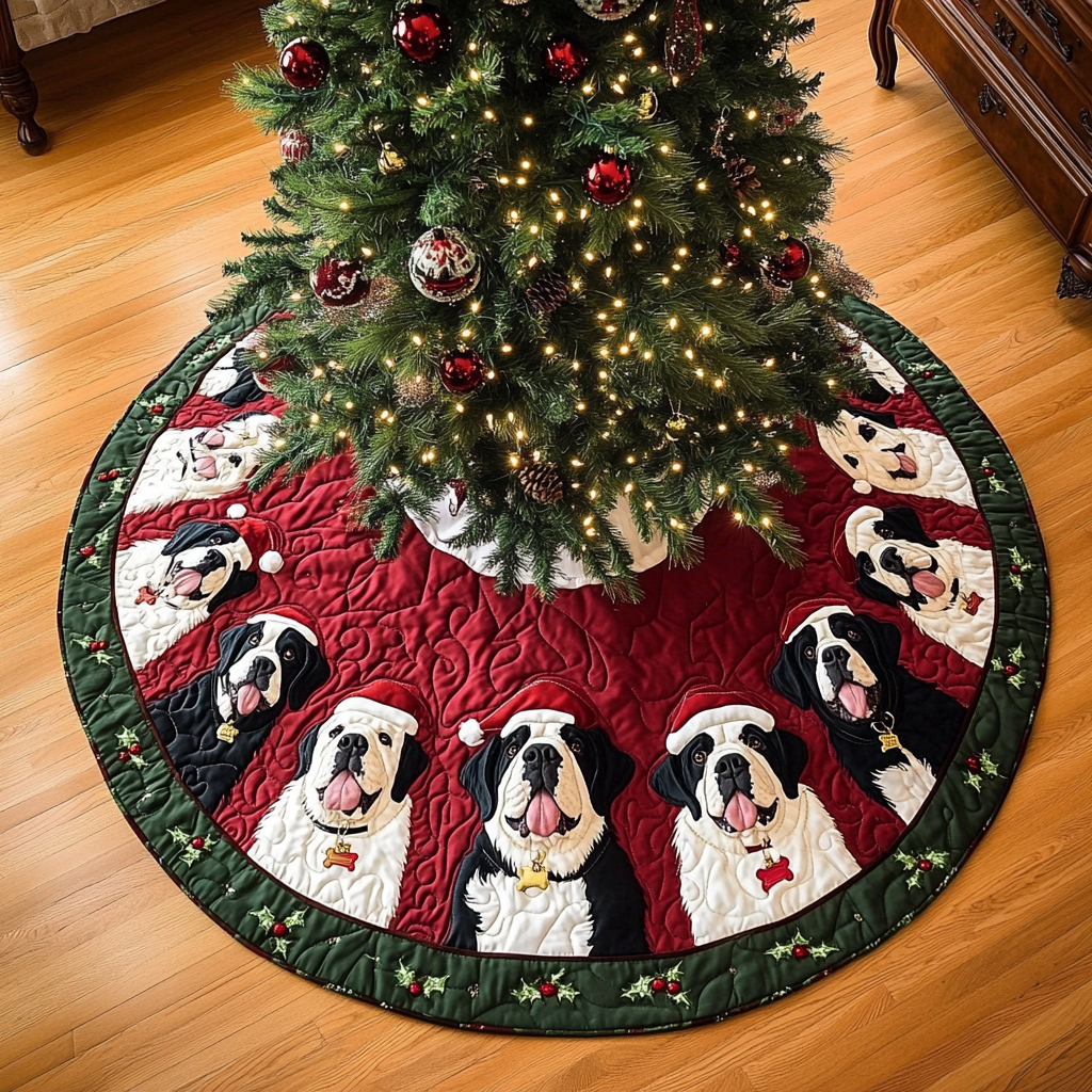 Saint Bernard Noel Christmas Quilted Tree Skirt NCU0DK1786