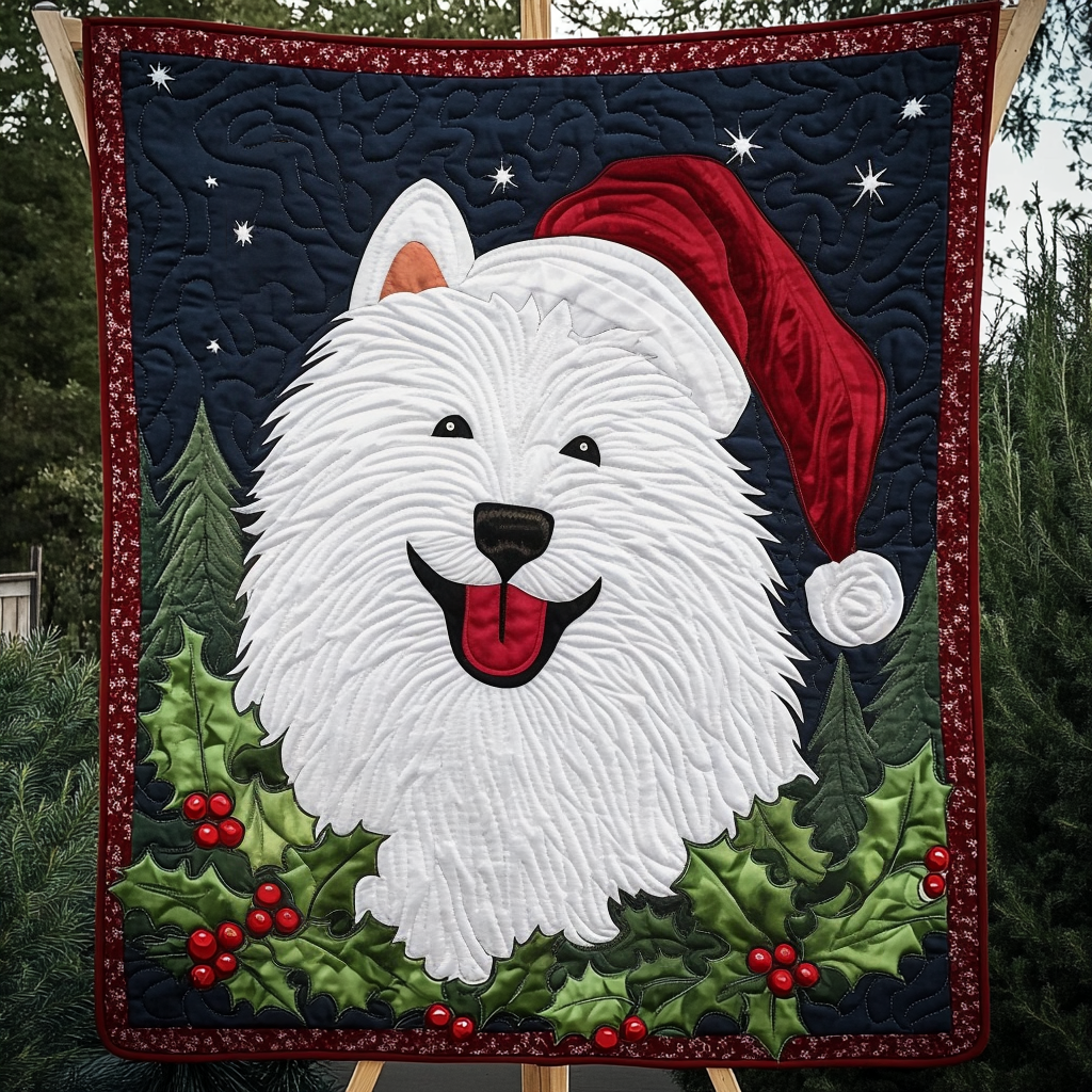 Samoyed Christmas Charm Quilted Blanket NCU0DK1973