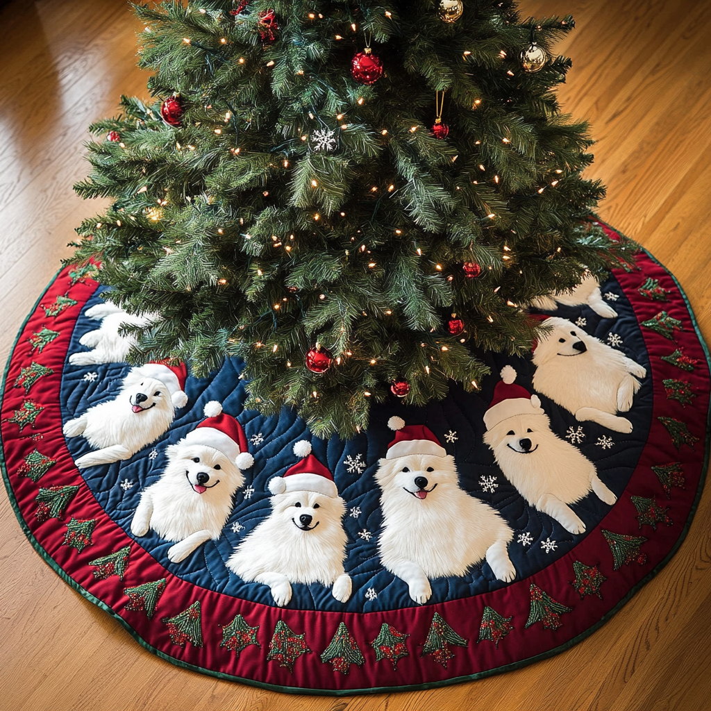 Samoyed Noel Christmas Quilted Tree Skirt NCU0DK1795