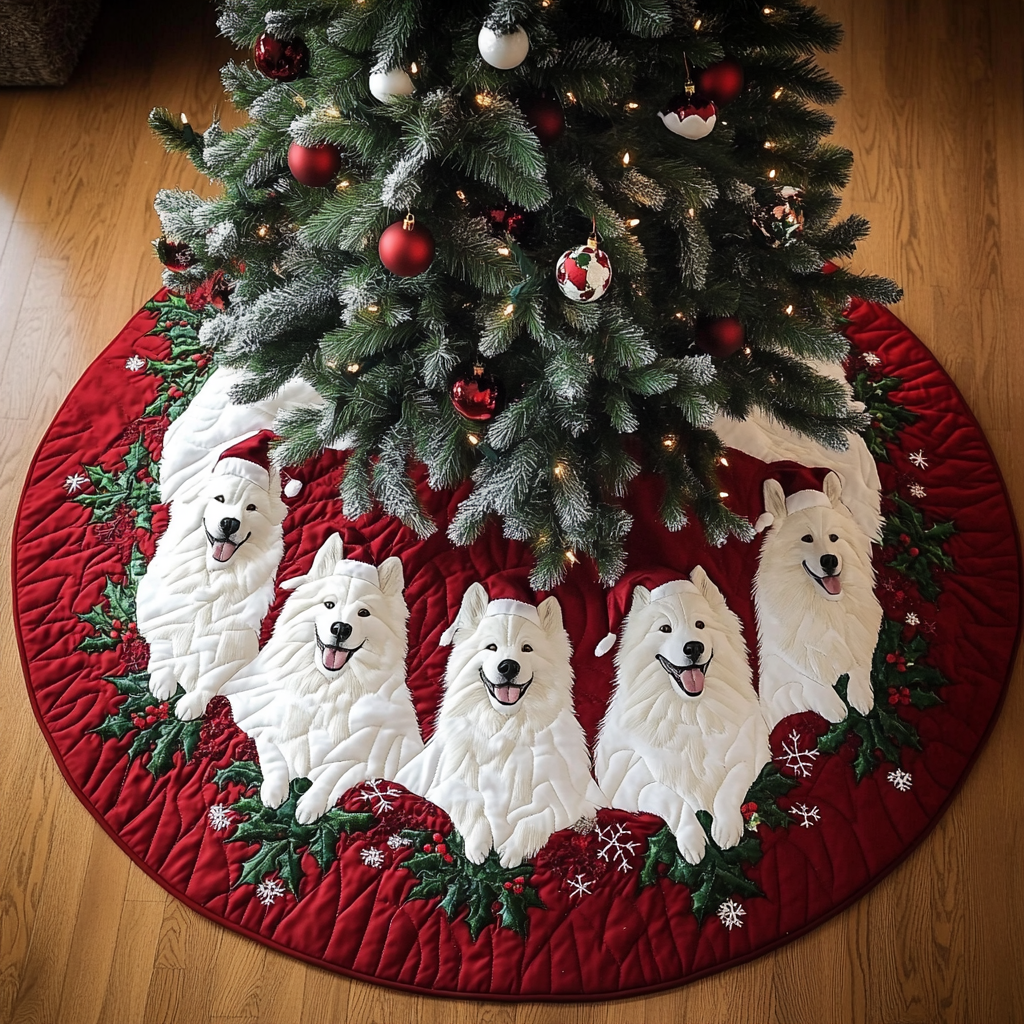 Samoyed Noel Night Christmas Quilted Tree Skirt NCU0DK1793