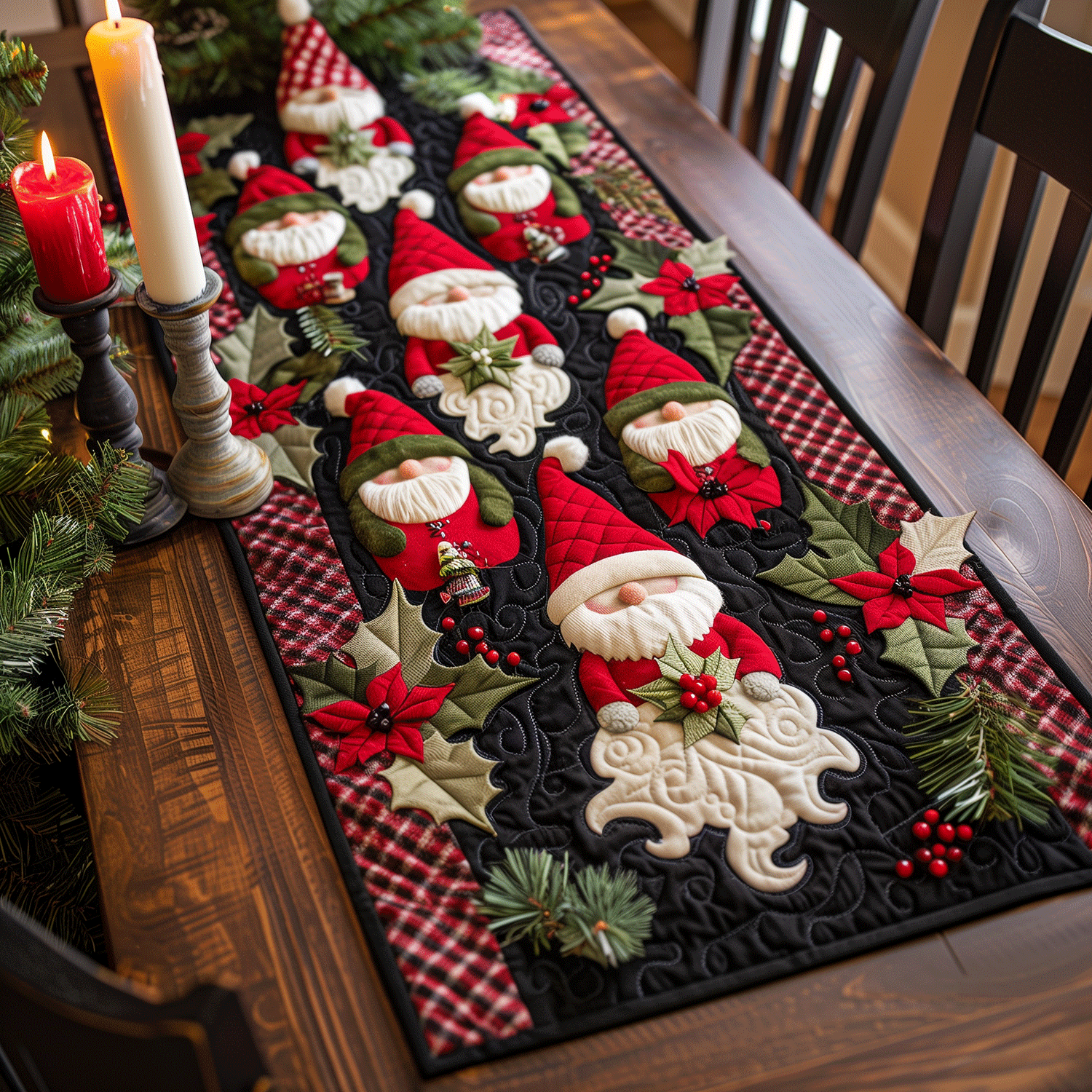 Santa Festive Ride Quilted Table Runner NCU0TH1161