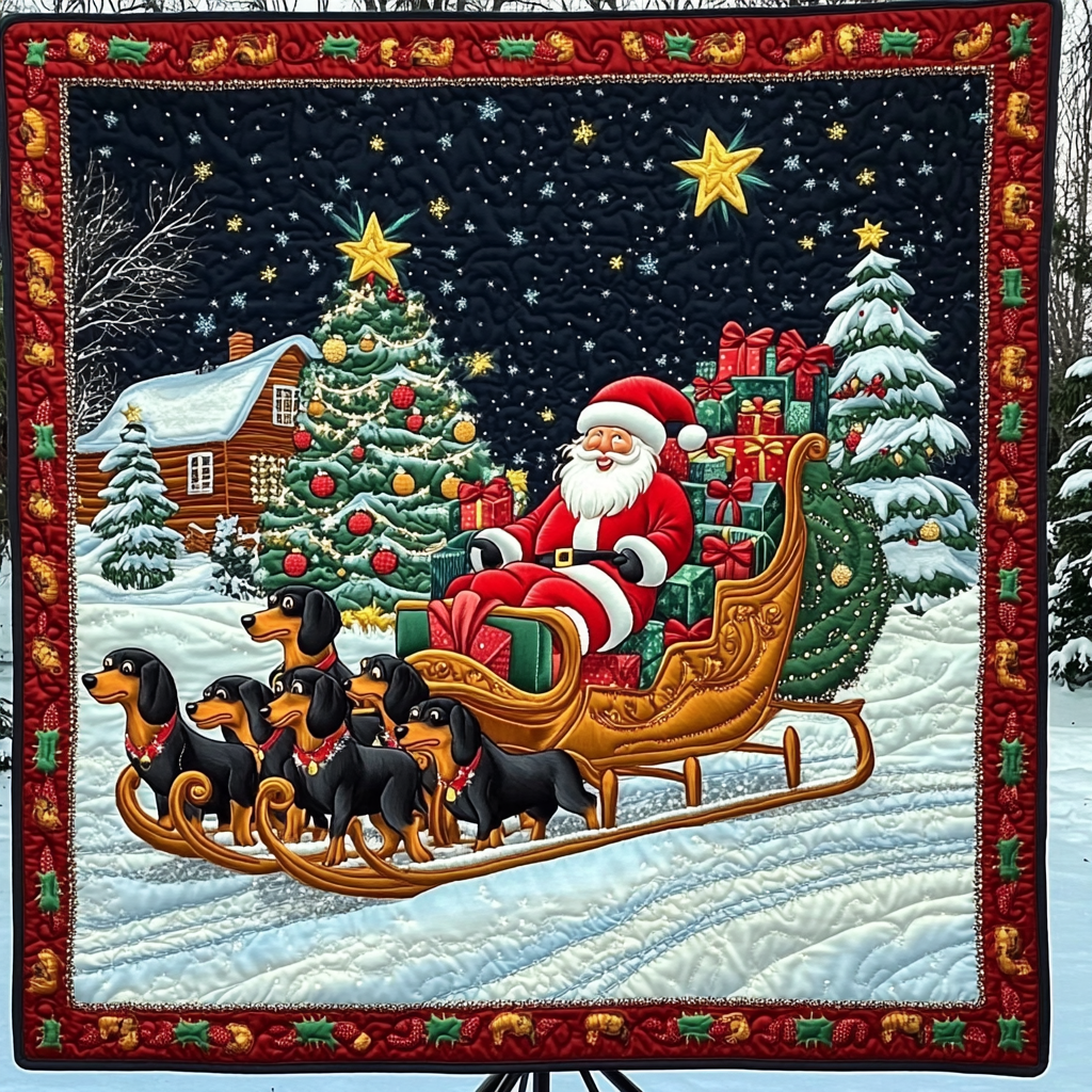 Santa Little Doxie Quilted Blanket NCU0DK1381