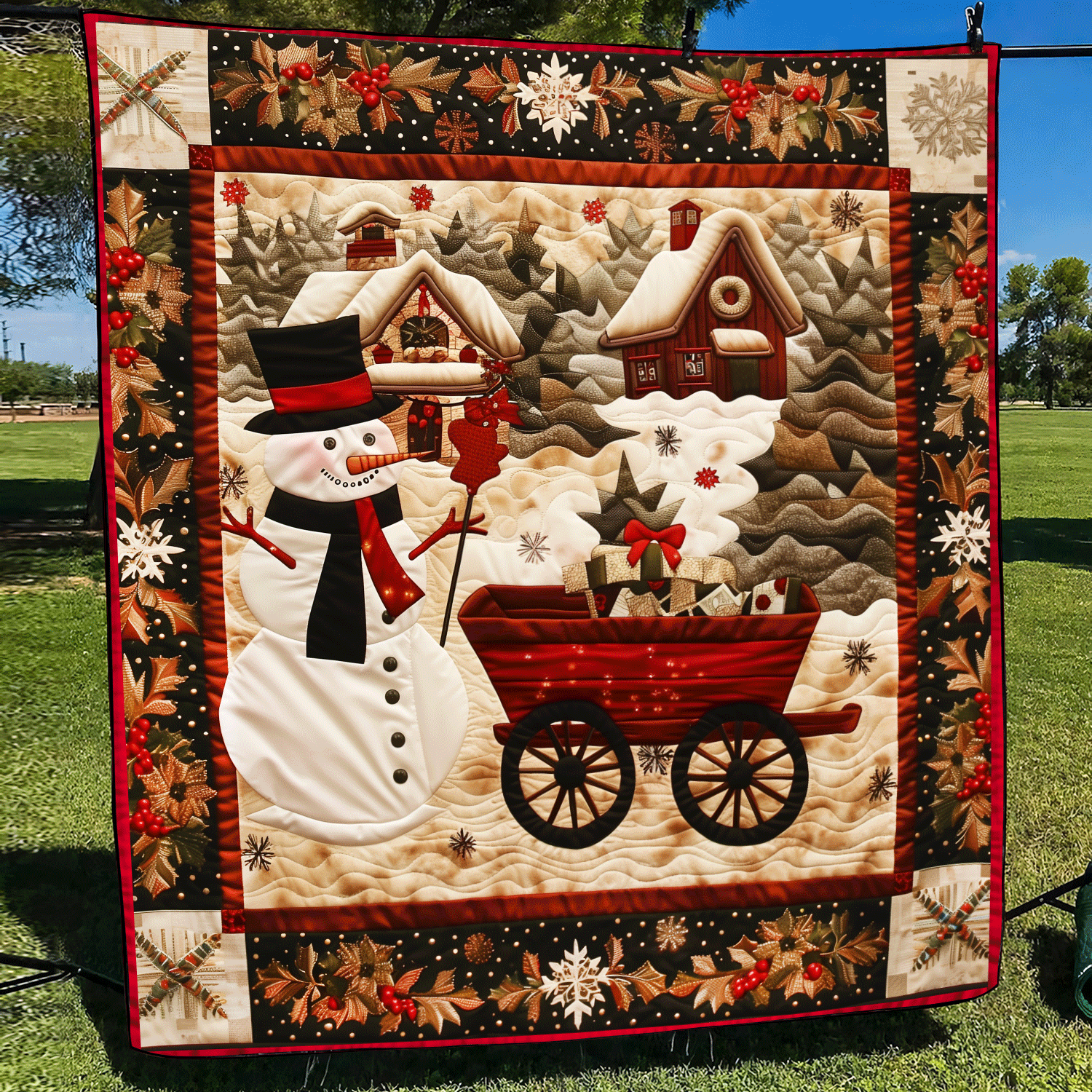 Santa's Festive Village Quilted Blanket NCU0DV194