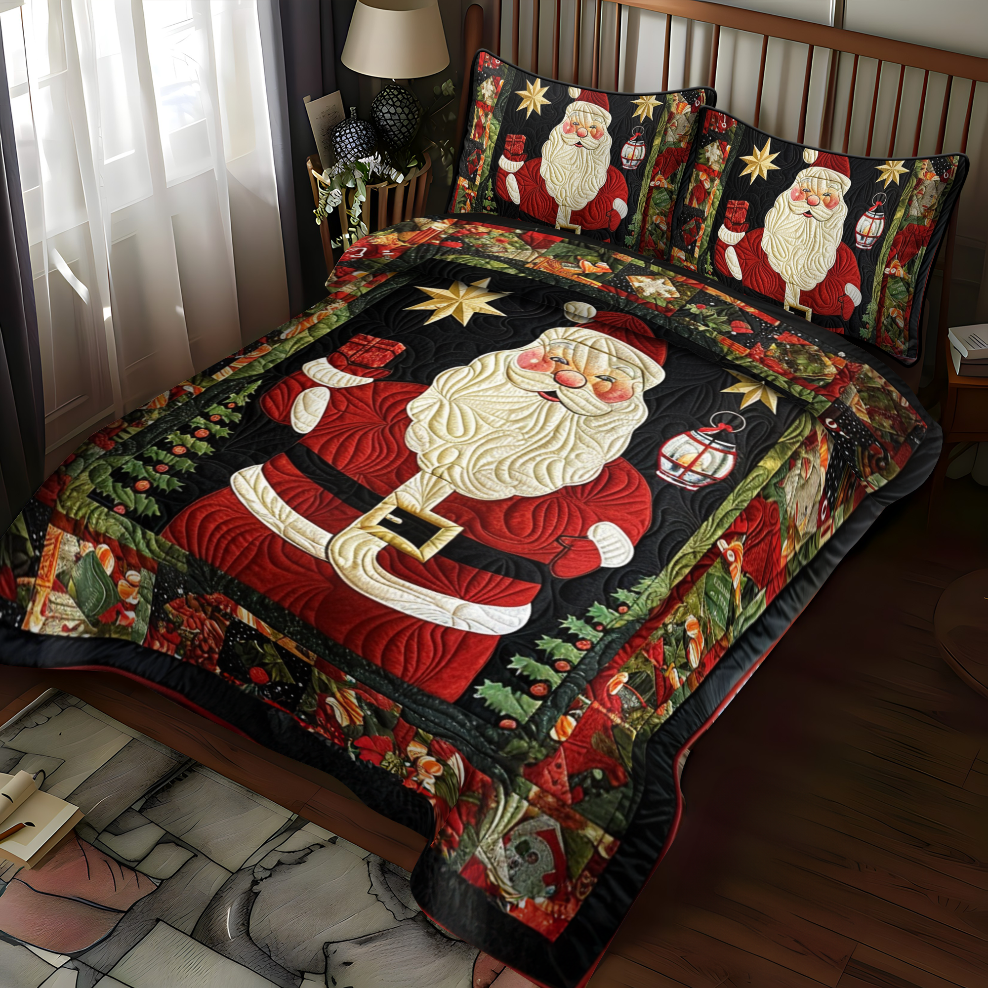 Santa's Joy 3-Piece Quilted Bedding Set NCU0NT032