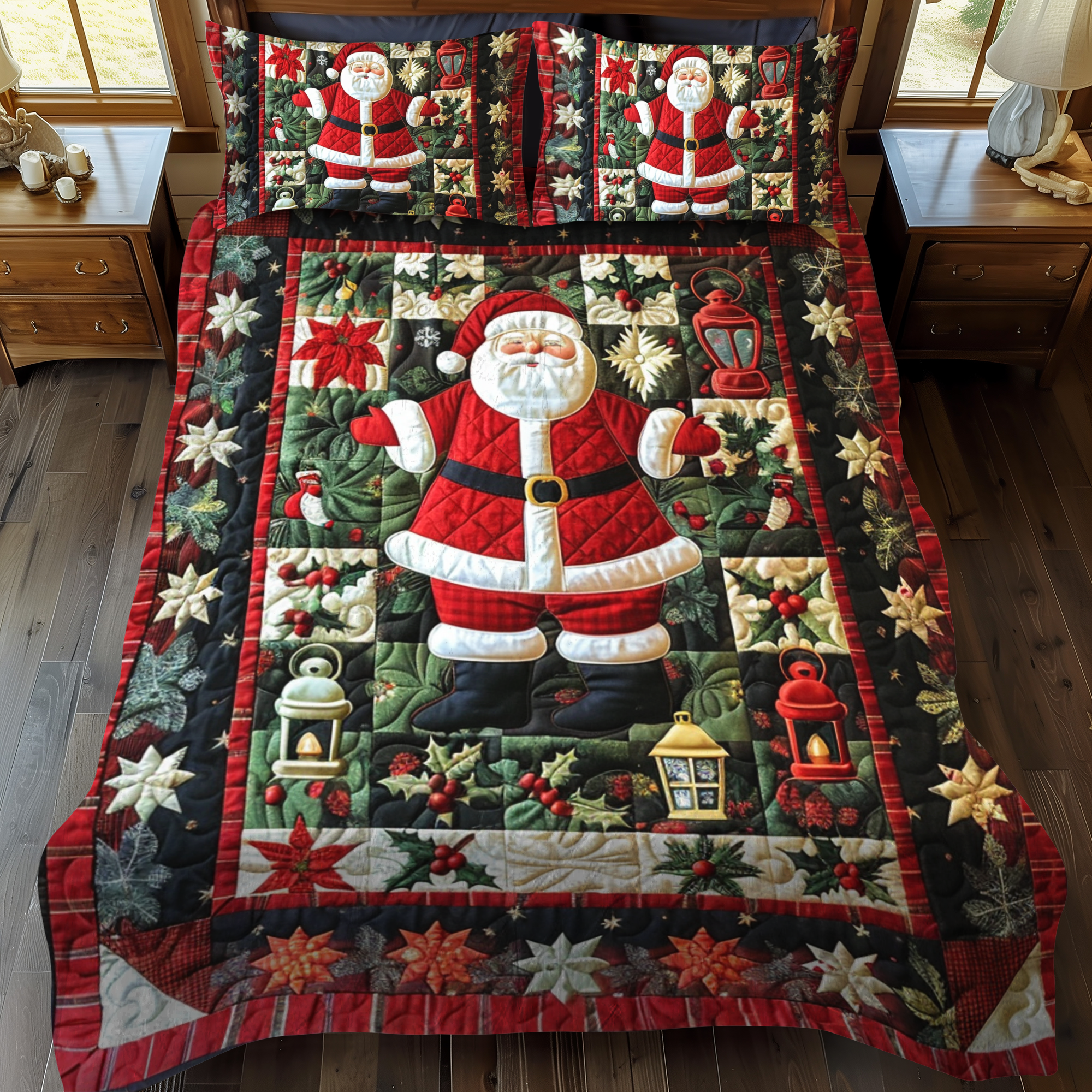 Santa's Workshop 3-Piece Quilted Bedding Set NCU0NT033