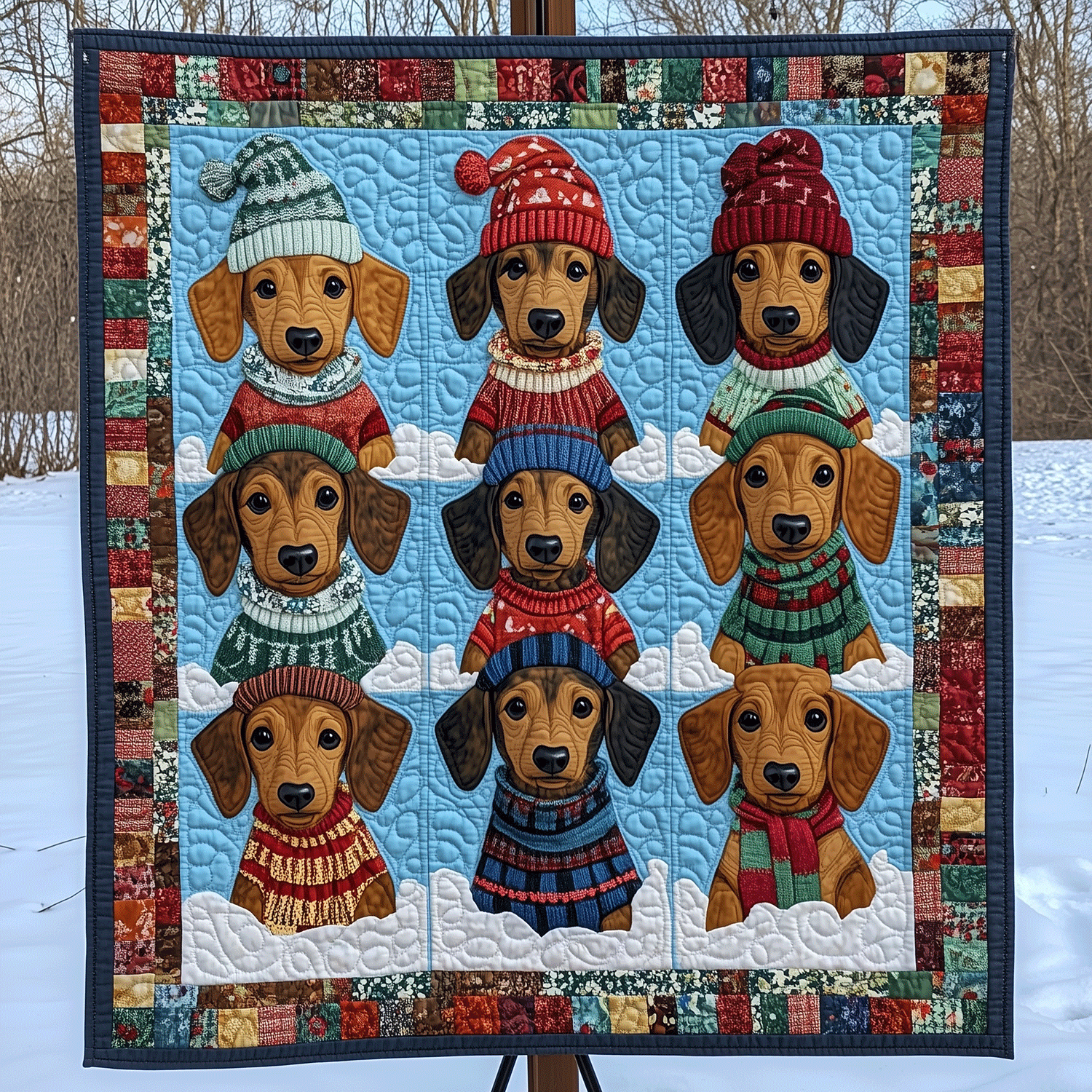 Santas Doxie Art Quilt Hanging NCU0TH1590