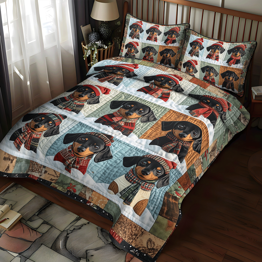 Sausage Squad 3-Piece Quilted Bedding Set NCU0TH1675