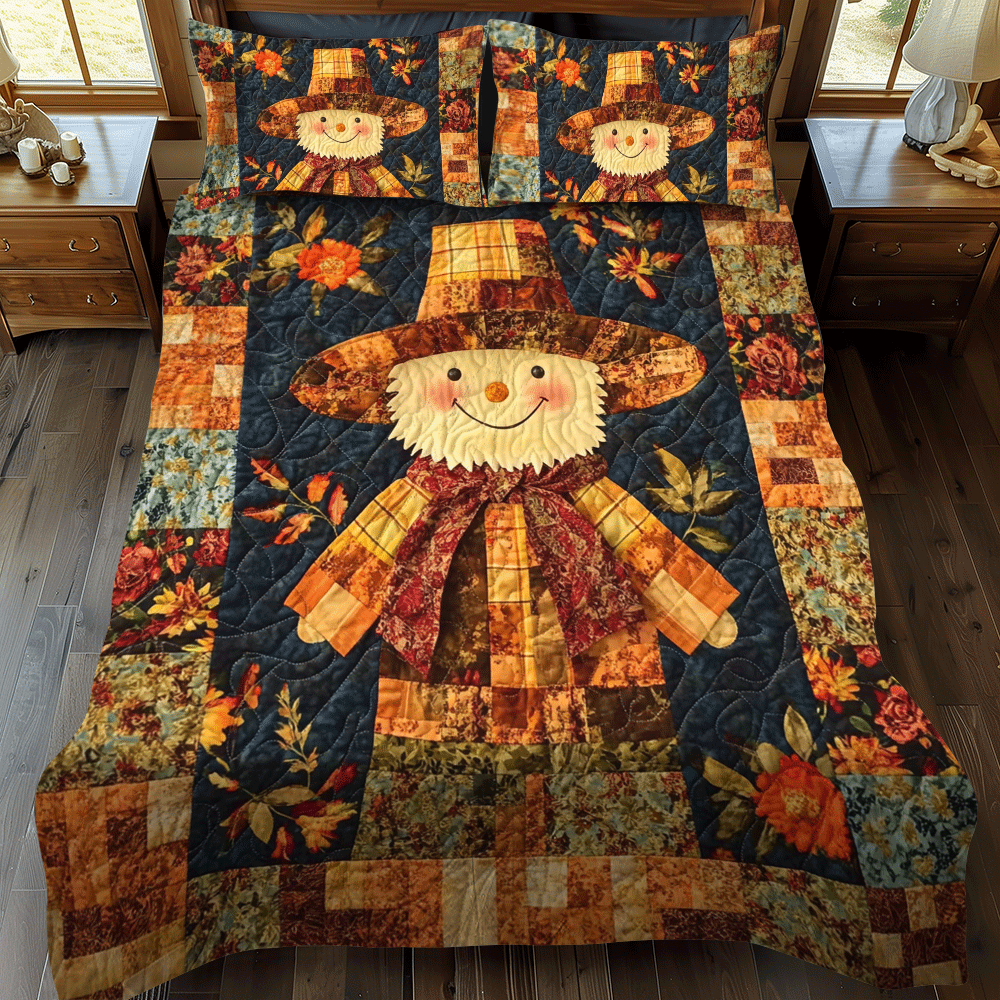 Scarecrow Autumn Festivities 3-Piece Quilted Bedding Set NCU0PD698